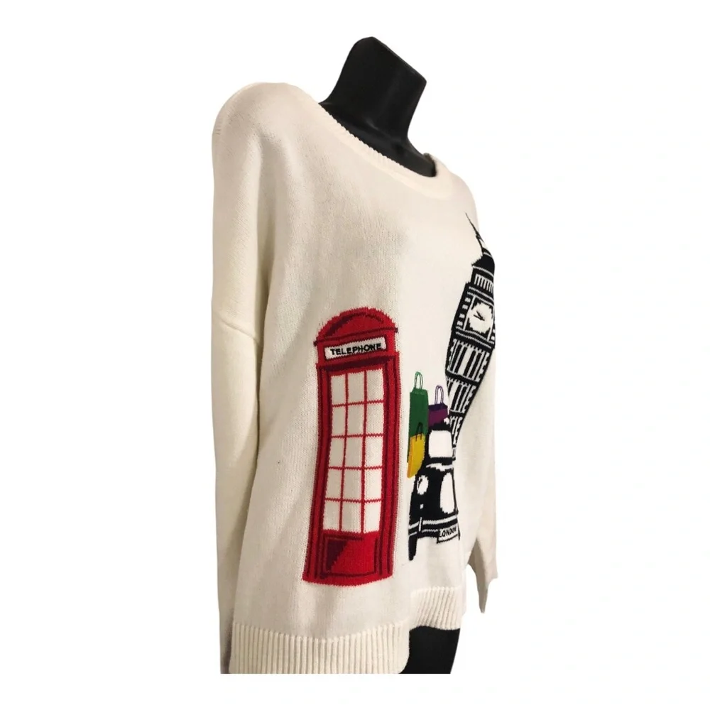 Offwhite London cityscape London Taxi Big Ben Red phone‎ booth printed sweater